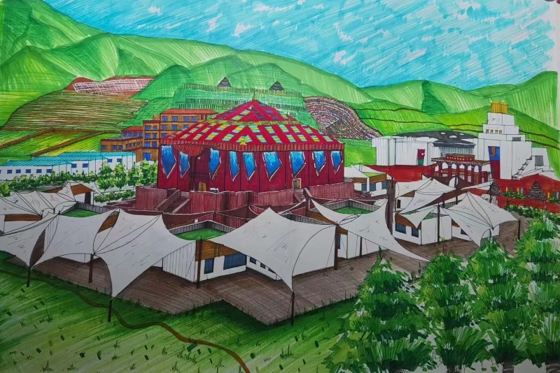 建投建设 赵娟娟 《甘南文旅会展中心》绘画.jpg