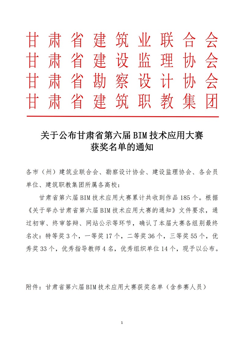 关于公布甘肃省第六届bim技术应用大赛获奖名单的通知_00.jpg